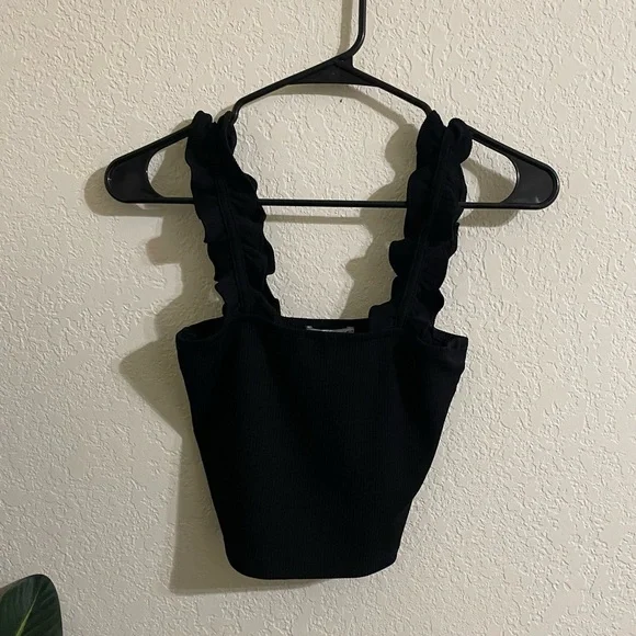 Zara Black Ruffled Women's Top - Picture 2 of 3